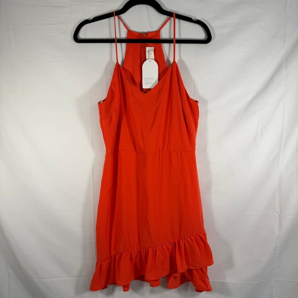 Everly Orange Ruffle‎ Bottom Dress NWT Size M Sleeveless Mini Summer Party